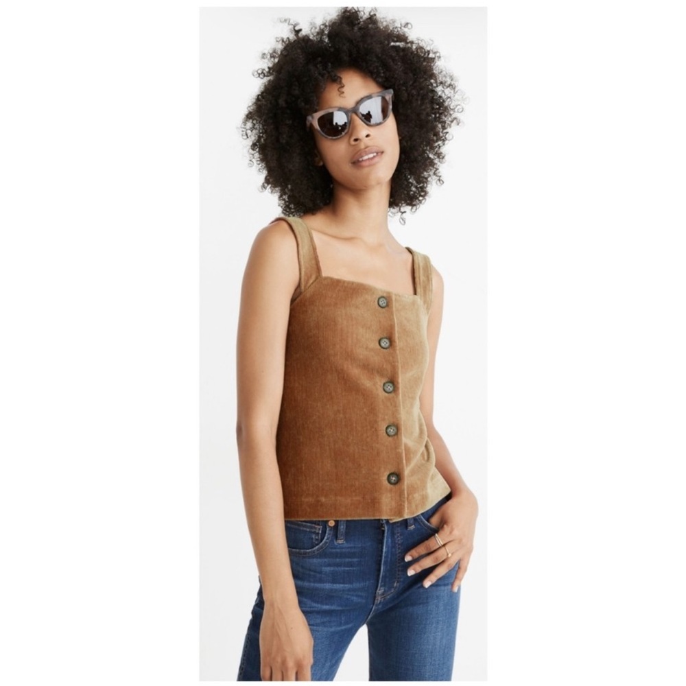 Madewell Texture & Thread velvet corduroy button-front top